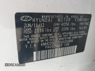 2013 Hyundai Elantra GT with VIN KMHD35LE7DU026988, listed as a Copart auction lot 72933624 with 0 mi miles and Salvage Title. Bid and sale history available at carsss.com. Image 14.