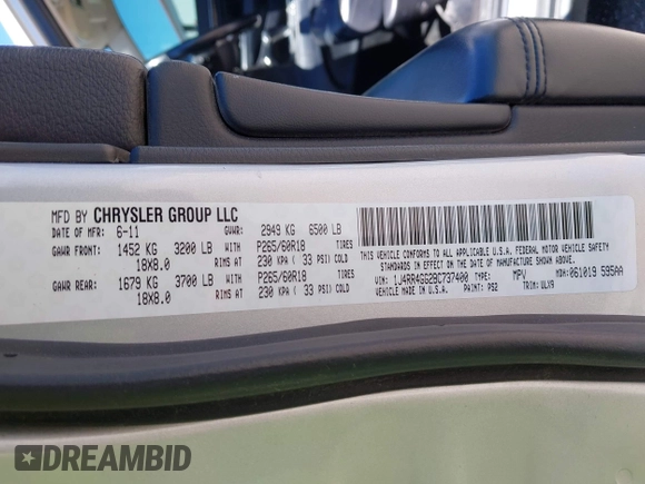 2011 Jeep Grand Cherokee Laredo with VIN 1J4RR4GG2BC737400, listed as a IAAI auction lot 42259167 with 153,211 mi miles and . Bid and sale history available at DreamBid. Image 9.