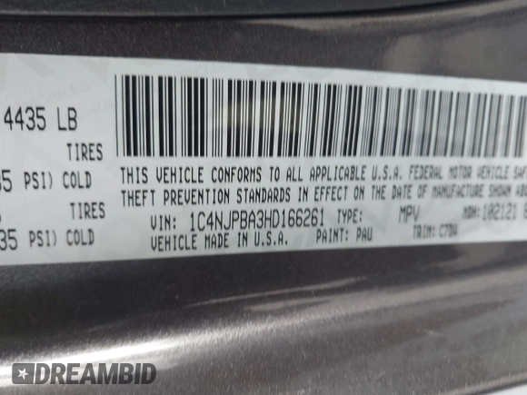 2017 Jeep Patriot Sport SE with VIN 1C4NJPBA3HD166261, listed as a IAAI auction lot 41285535 with 99,600 mi miles and . Bid and sale history available at DreamBid. Image 9.