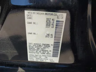 2018 Nissan Altima SV with VIN 1N4AL3AP7JC202705, listed as a IAAI auction lot 41883715 with 50,382 mi miles and . Bid and sale history available at carsss.com. Image 9.