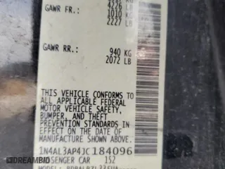 2018 Nissan Altima 2.5 SV with VIN 1N4AL3AP4JC184096, listed as a Copart auction lot 46045205 with 0 mi miles and Salvage Title. Bid and sale history available at carsss.com. Image 13.