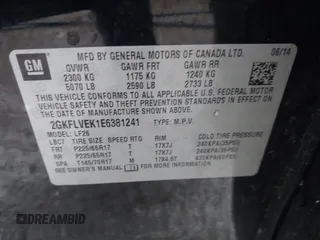 2014 GMC Terrain SLE with VIN 2GKFLVEK1E6381241, listed as a IAAI auction lot 42332326 with 93,216 mi miles and . Bid and sale history available at DreamBid. Image 9.