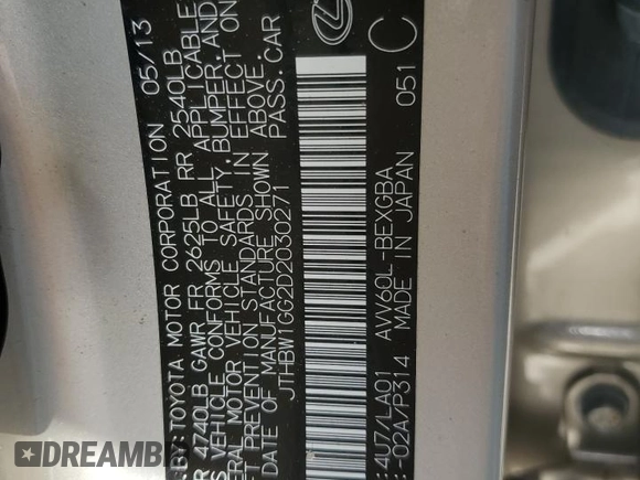 2013 Lexus ES 300h Hybrid with VIN JTHBW1GG2D2030271, listed as a Copart auction lot 48365905 with 141,189 mi miles and Salvage Title. Bid and sale history available at carsss.com. Image 14.