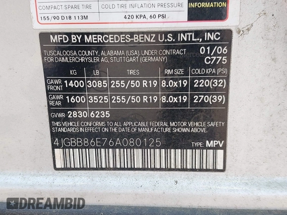 2006 Mercedes-Benz M 350 z VIN 4JGBB86E76A080125, wystawiony jako IAAI lot #42485293 z przebiegiem 118 640 mil mil oraz . Historia ofert i sprzedaży dostępna na DreamBid. Obrazek 9.