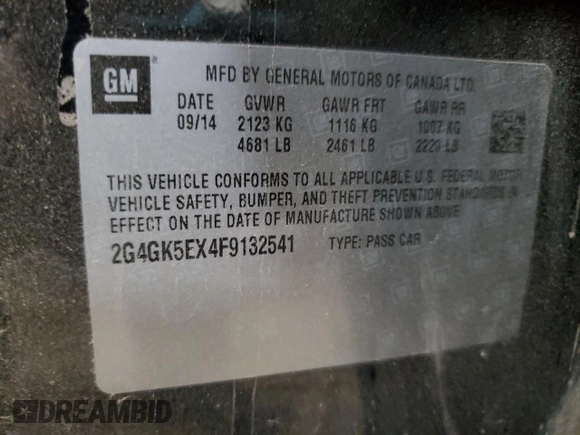 2015 Buick Regal с VIN 2G4GK5EX4F9132541, выставлен на аукционе Copart как лот 48199105 с пробегом 202 217 миль миль и На запчасти • Non repairable. История ставок и продаж доступна на DreamBid. Изображение 14.