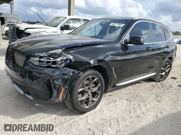 2024 BMW X3 sDrive30i with VIN WBX47DP04RN279725, listed as a Copart auction lot 46577905 with 13,419 mi miles and Salvage Title. Bid and sale history available at DreamBid. Image 1.