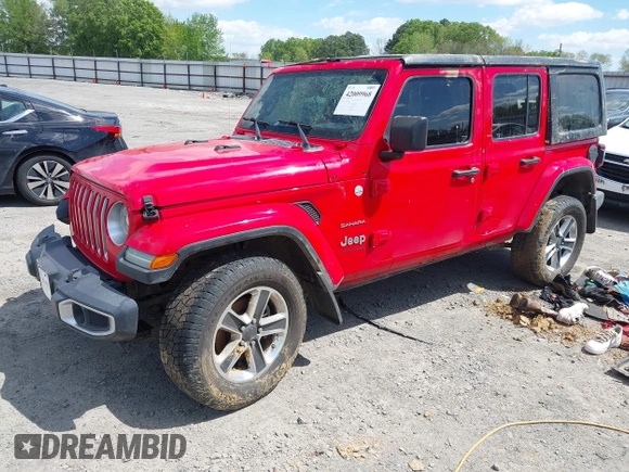 2018 Jeep Wrangler Unlimited Sahara with VIN 1C4HJXEG6JW174359, listed as a IAAI auction lot 42009968 with 79,830 mi miles and . Bid and sale history available at DreamBid. Image 2.