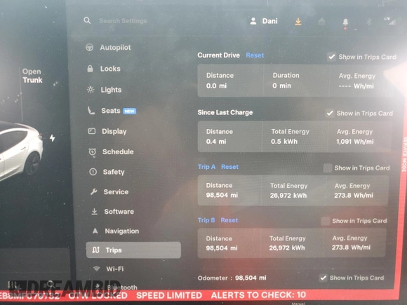 2021 Tesla Model 3 Long Range with VIN 5YJ3E1EB8MF079732, listed as a Copart auction lot 54683445 with 98,504 mi miles and Salvage Title. Bid and sale history available at DreamBid. Image 9.