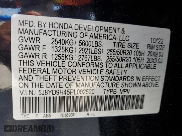 2023 Acura MDX Technology with VIN 5J8YD9H45PL002520, listed as a Copart auction lot 51916355 with 28,040 mi miles and Salvage title. Bid and sale history available at DreamBid. Image 15.