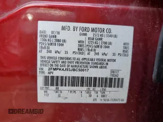 2018 Ford Edge SEL with VIN 2FMPK4J93JBC50017, listed as a Copart auction lot 48211095 with 107,028 mi miles and Salvage Title. Bid and sale history available at carsss.com. Image 13.