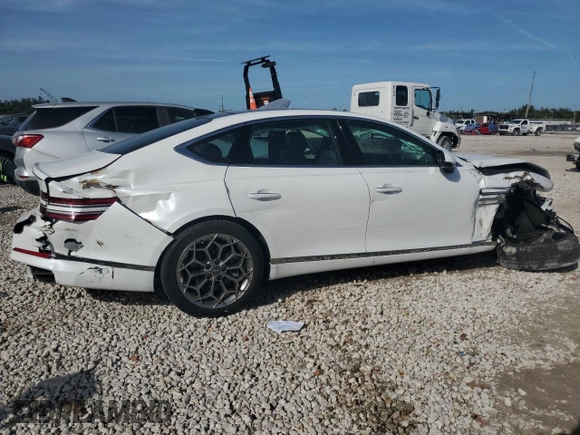2021 Genesis G80 2.5T with VIN KMTGB4SC8MU044111, listed as a Copart auction lot 87377824 with 17,102 mi miles and Salvage Title. Bid and sale history available at DreamBid. Image 3.