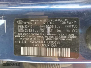 2015 Hyundai Genesis 5.0L with VIN KMHGN4JFXFU085128, listed as a Copart auction lot 51349885 with 189,475 mi miles and Salvage Title. Bid and sale history available at carsss.com. Image 12.