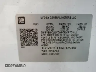 2024 Chevrolet Malibu LT with VIN 1G1ZD5STXRF125381, listed as a Copart auction lot 57088565 with Not Provided miles and Salvage Title. Bid and sale history available at DreamBid. Image 12.