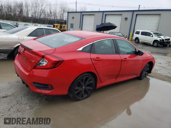 2019 Honda Civic Sport with VIN 2HGFC2F83KH578216, listed as a Copart auction lot 46923645 with 49,593 mi miles and Salvage Title. Bid and sale history available at DreamBid. Image 3.