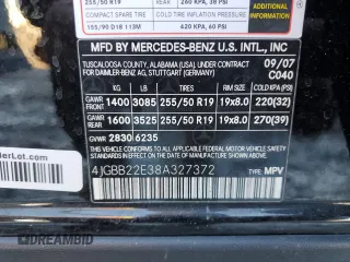 2008 Mercedes-Benz M 3.0L CDI with VIN 4JGBB22E38A327372, listed as a Copart auction lot 43312675 with 206,093 mi miles and Salvage Title. Bid and sale history available at carsss.com. Image 13.