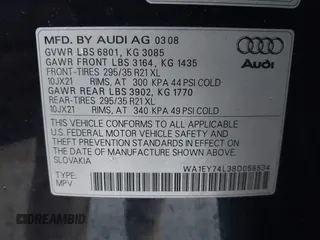 2008 Audi Q7 Premium Plus z VIN WA1EY74L38D058534, wystawiony jako IAAI lot #41868251 z przebiegiem 171 393 mil mil oraz . Historia ofert i sprzedaży dostępna na DreamBid. Obrazek 9.