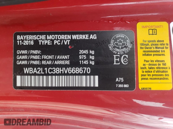 2017 BMW M2 z VIN WBA2L1C38HV668670, wystawiony jako Copart lot #72202604 z przebiegiem 59 731 mil mil oraz Szkoda całkowita • Salvage title. Historia ofert i sprzedaży dostępna na DreamBid. Obrazek 12.
