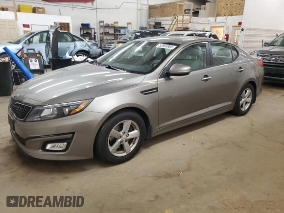 2015 Kia Optima LX with VIN 5XXGM4A78FG414351, listed as a Copart auction lot 52863865 with 104,518 mi miles and Salvage Title. Bid and sale history available at carsss.com. Image 1.