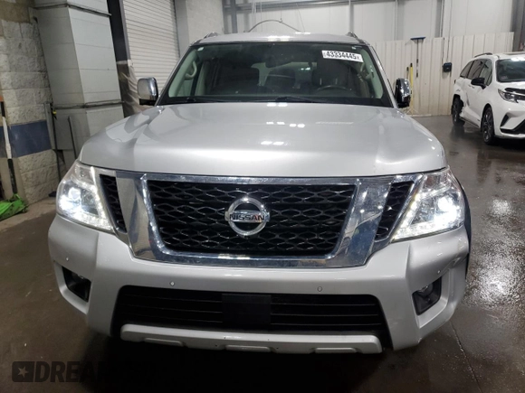 2018 Nissan Armada SL with VIN JN8AY2NC7J9551667, listed as a Copart auction lot 43334445 with 117,435 mi miles and Salvage Title. Bid and sale history available at carsss.com. Image 5.