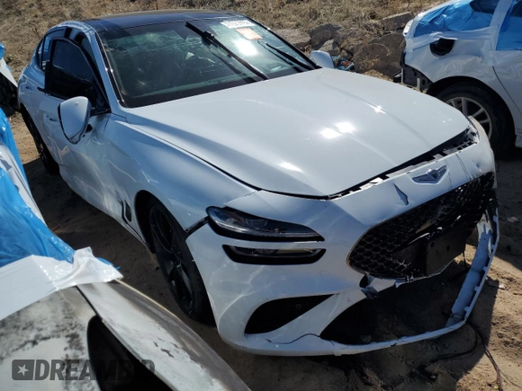 2022 Genesis G70 3.3T with VIN KMTG54TE3NU102585, listed as a Copart auction lot 49923945 with 34,974 mi miles and Salvage title. Bid and sale history available at DreamBid. Image 4.
