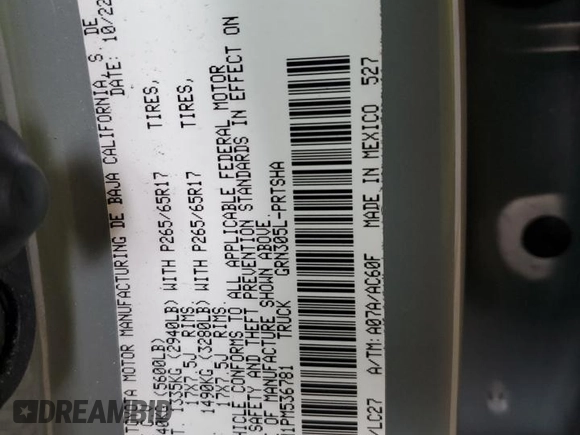 2023 Toyota Tacoma SR with VIN 3TMCZ5AN1PM536781, listed as a Copart auction lot 56674905 with 29,368 mi miles and Salvage title. Bid and sale history available at DreamBid. Image 12.