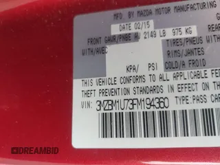 2015 Mazda 3 i Sport with VIN 3MZBM1U73FM194360, listed as a IAAI auction lot 42063614 with 122,293 mi miles. Bid and sale history available at carsss.com. Image 9.