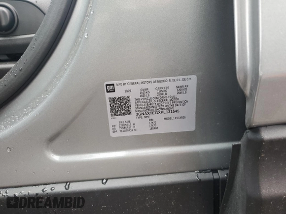 2023 Chevrolet Equinox LT with VIN 3GNAXTEGXPL131545, listed as a Copart auction lot 55951845 with 13,413 mi miles and Salvage title. Bid and sale history available at DreamBid. Image 12.