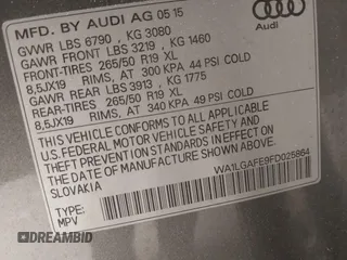 2015 Audi Q7 Premium Plus с VIN WA1LGAFE9FD025864, выставлен на аукционе IAAI как лот 42490868 с пробегом 67 739 миль миль и . История ставок и продаж доступна на DreamBid. Изображение 9.