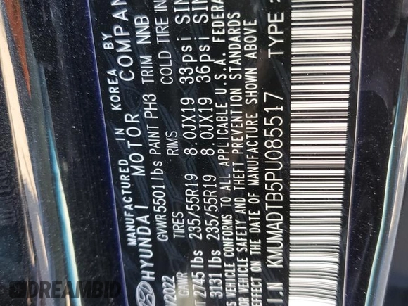 2023 Genesis GV70 2.5T with VIN KMUMADTB5PU085517, listed as a Copart auction lot 54619105 with 38,831 mi miles and Salvage title. Bid and sale history available at DreamBid. Image 12.