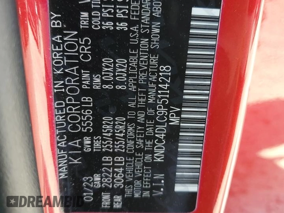 2023 Kia EV6 GT-Line z VIN KNDC4DLC9P5114218, wystawiony jako Copart lot #60671785 z przebiegiem 15 297 mil mil oraz Szkoda całkowita • Salvage title. Historia ofert i sprzedaży dostępna na DreamBid. Obrazek 13.