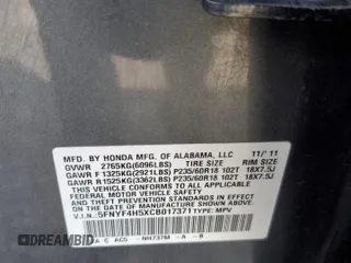 2012 Honda Pilot EX-L with VIN 5FNYF4H5XCB017371, listed as a Copart auction lot 49142795 with 171,719 mi miles and Salvage Title. Bid and sale history available at DreamBid. Image 14.