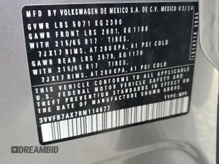 2024 Volkswagen Tiguan S with VIN 3VVFB7AX7RM114677, listed as a Copart auction lot 53037345 with 11,028 mi miles and Salvage title. Bid and sale history available at DreamBid. Image 15.