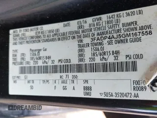 2016 Ford Fiesta S z VIN 3FADP4AJ5GM167558, wystawiony jako IAAI lot #42467875 z przebiegiem 171 565 mil mil oraz . Historia ofert i sprzedaży dostępna na DreamBid. Obrazek 9.