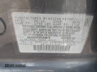 2015 Nissan Versa SV with VIN 3N1CN7AP8FL816679, listed as a IAAI auction lot 42081258 with 122,191 mi miles. Bid and sale history available at carsss.com. Image 9.