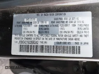 2016 Mazda CX-5 Touring with VIN JM3KE4CY5G0695242, listed as a IAAI auction lot 41795135 with 195,162 mi miles. Bid and sale history available at carsss.com. Image 9.