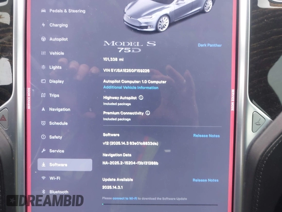 2016 Tesla Model S 90D с VIN 5YJSA1E25GF159226, выставлен на аукционе IAAI как лот 42351745 с пробегом 101 338 миль миль и . История ставок и продаж доступна на DreamBid. Изображение 18.