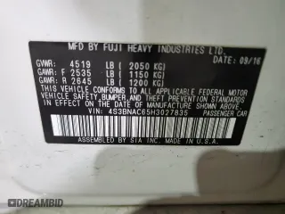 2017 Subaru Legacy Premium with VIN 4S3BNAC65H3027835, listed as a Copart auction lot 45411895 with 122,388 mi miles and Salvage Title. Bid and sale history available at carsss.com. Image 12.