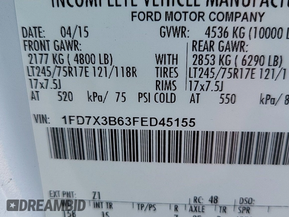2015 Ford F-350 z VIN 1FD7X3B63FED45155, wystawiony jako IAAI lot #42381547 z przebiegiem 96 123 mil mil oraz . Historia ofert i sprzedaży dostępna na DreamBid. Obrazek 12.