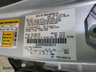 2016 Ford Fusion Energi SE Luxury with VIN 3FA6P0PUXGR304774, listed as a Copart auction lot 38334943 with 86,977 mi miles. Bid and sale history available at carsss.com. Image 13.