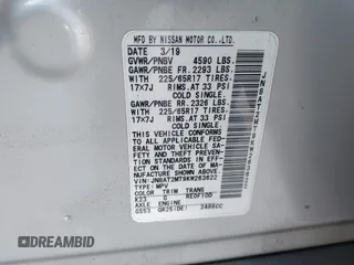 2019 Nissan Rogue SV with VIN JN8AT2MT9KW263622, listed as a IAAI auction lot 42021454 with 60,825 mi miles. Bid and sale history available at carsss.com. Image 9.