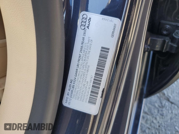 2012 Audi A7 Prestige with VIN WAU3GAFC8CN169767, listed as a Copart auction lot 64520035 with 123,538 mi miles and Salvage title. Bid and sale history available at DreamBid. Image 12.