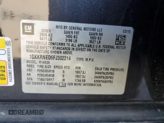 2015 GMC Acadia SLE with VIN 1GKKRNED6FJ302214, listed as a Copart auction lot 49925385 with 136,416 mi miles and Salvage Title. Bid and sale history available at DreamBid. Image 13.