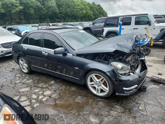 2012 Mercedes-Benz C 250 Sport with VIN WDDGF4HBXCA615122, listed as a Copart auction lot 59189945 with 104,137 mi miles and Salvage title. Bid and sale history available at DreamBid. Image 4.