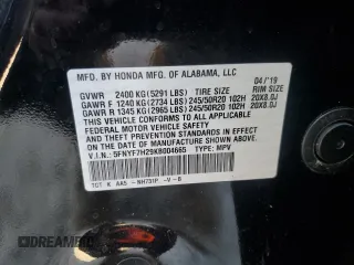 2019 Honda Passport Sport z VIN 5FNYF7H29KB004665, wystawiony jako Copart lot #87881715 z przebiegiem 104 455 mil mil oraz Szkoda całkowita • Salvage title. Historia ofert i sprzedaży dostępna na DreamBid. Obrazek 13.