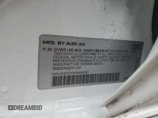 2023 Audi S3 Premium Plus z VIN WAUH3DGY5PA054747, wystawiony jako Copart lot #73563684 z przebiegiem 18 556 mil mil oraz Szkoda całkowita • Salvage title. Historia ofert i sprzedaży dostępna na DreamBid. Obrazek 12.