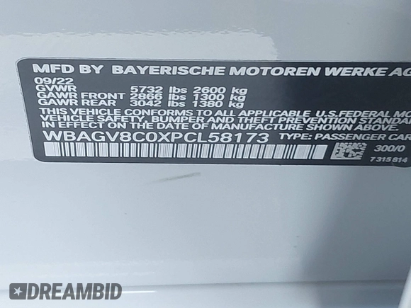 2023 BMW 8 Series M850i z VIN WBAGV8C0XPCL58173, wystawiony jako IAAI lot #41693747 z przebiegiem 24 954 mil mil oraz . Historia ofert i sprzedaży dostępna na DreamBid. Obrazek 9.