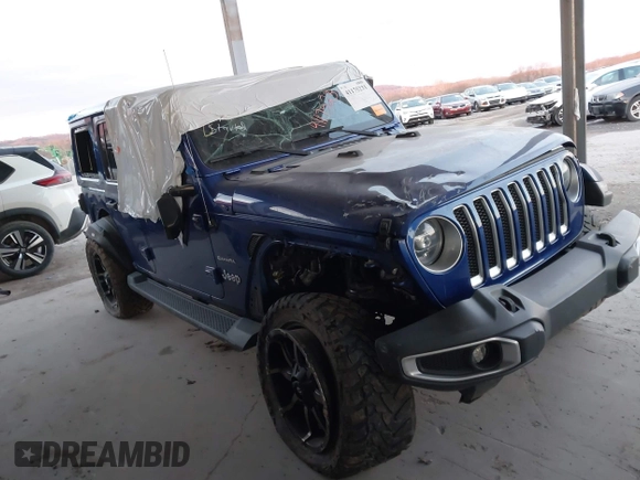 2018 Jeep Wrangler Unlimited Sahara z VIN 1C4HJXEN0JW274942, wystawiony jako IAAI lot #41175231 z przebiegiem 97 255 mil mil oraz . Historia ofert i sprzedaży dostępna na DreamBid. Obrazek 1.