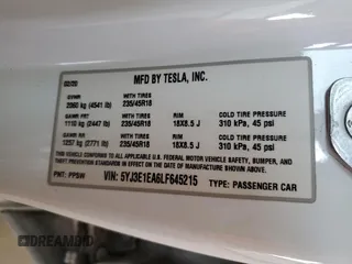 2020 Tesla Model 3 Standard Range Plus with VIN 5YJ3E1EA6LF645215, listed as a Copart auction lot 47882375 with 69,317 mi miles and Salvage Title. Bid and sale history available at DreamBid. Image 13.