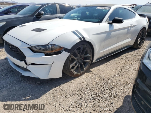 2018 Ford Mustang EcoBoost with VIN 1FA6P8TH0J5105475, listed as a Copart auction lot 59161635 with 49,834 mi miles and Salvage title. Bid and sale history available at DreamBid. Image 1.