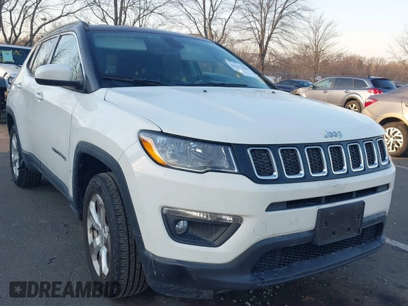 2019 Jeep Compass Latitude with VIN 3C4NJDBB4KT714079, listed as a IAAI auction lot 41317866 with 76,601 mi miles and . Bid and sale history available at DreamBid. Image 1.